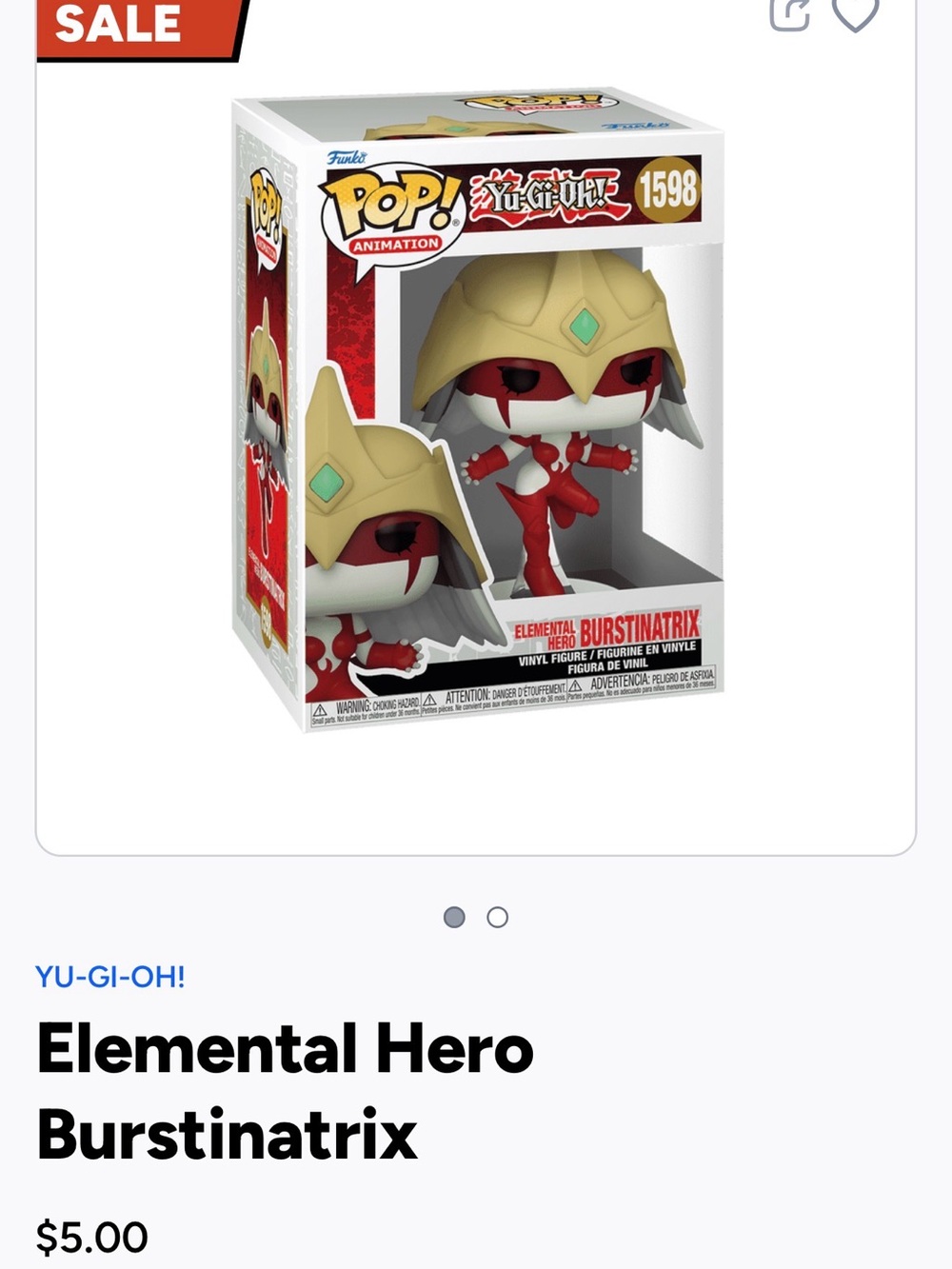 Funko Pop! Animation Elemental Hero Burstinatrix - Gold, Red & White- 1598